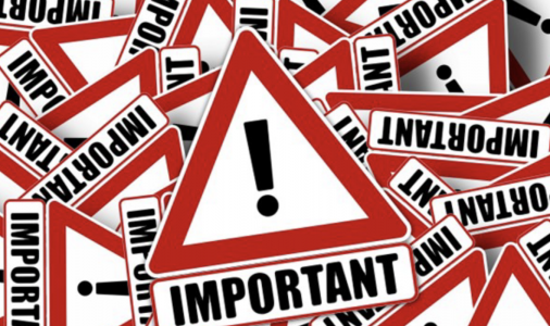 Important triangular warning sign